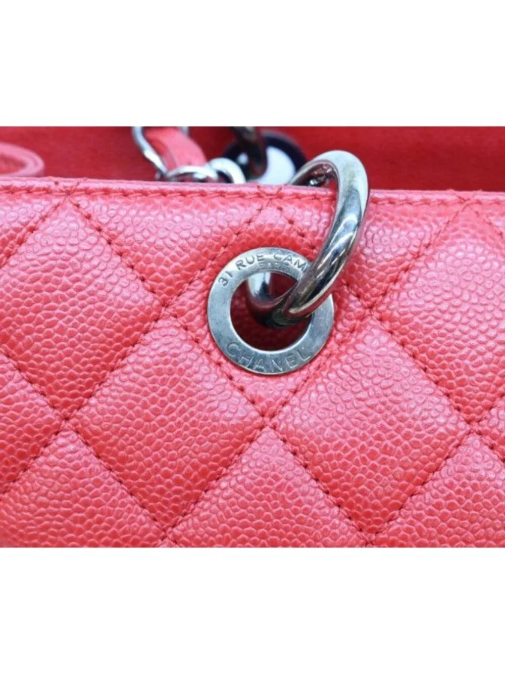 Chanel Red Caviar Silver Grand Shopping Tote GST